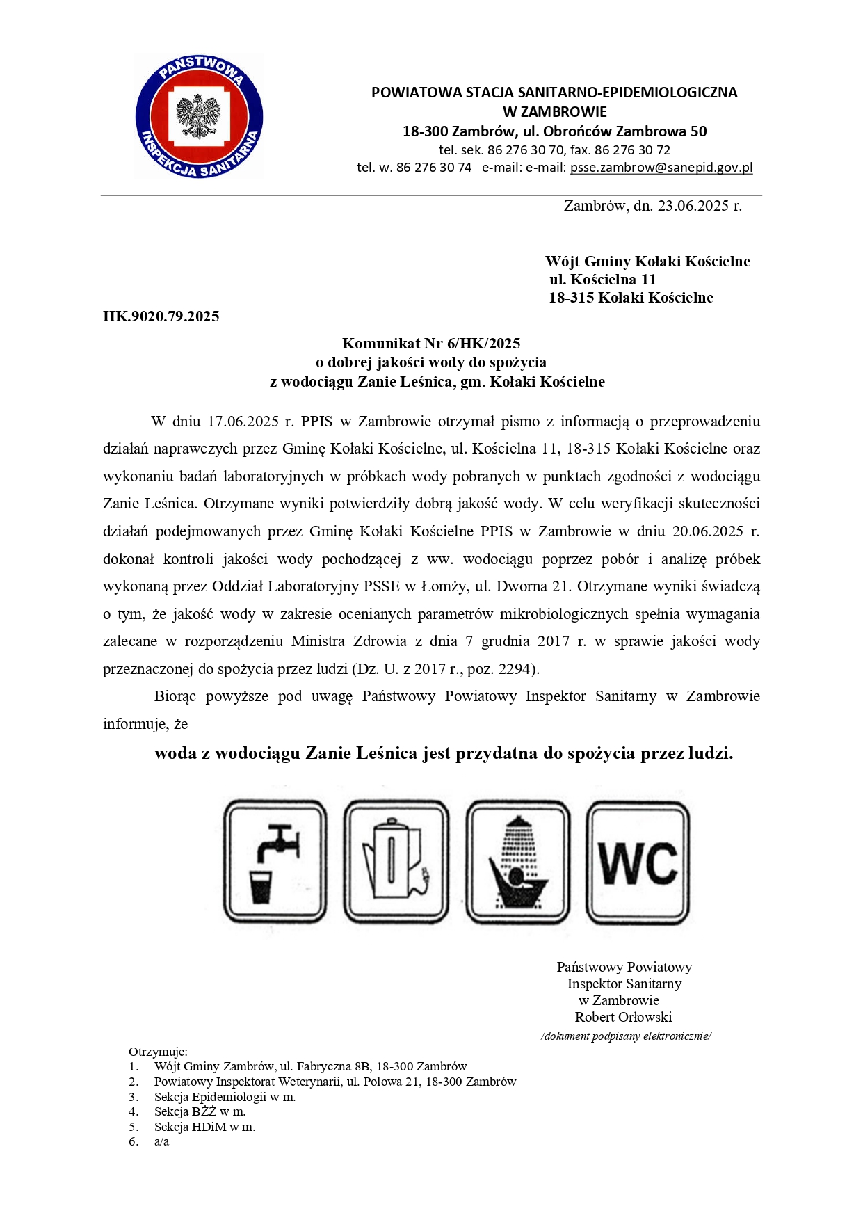 Komunikat o poprawie jakości wody w wodociągu Zanie Leśnica page 0001