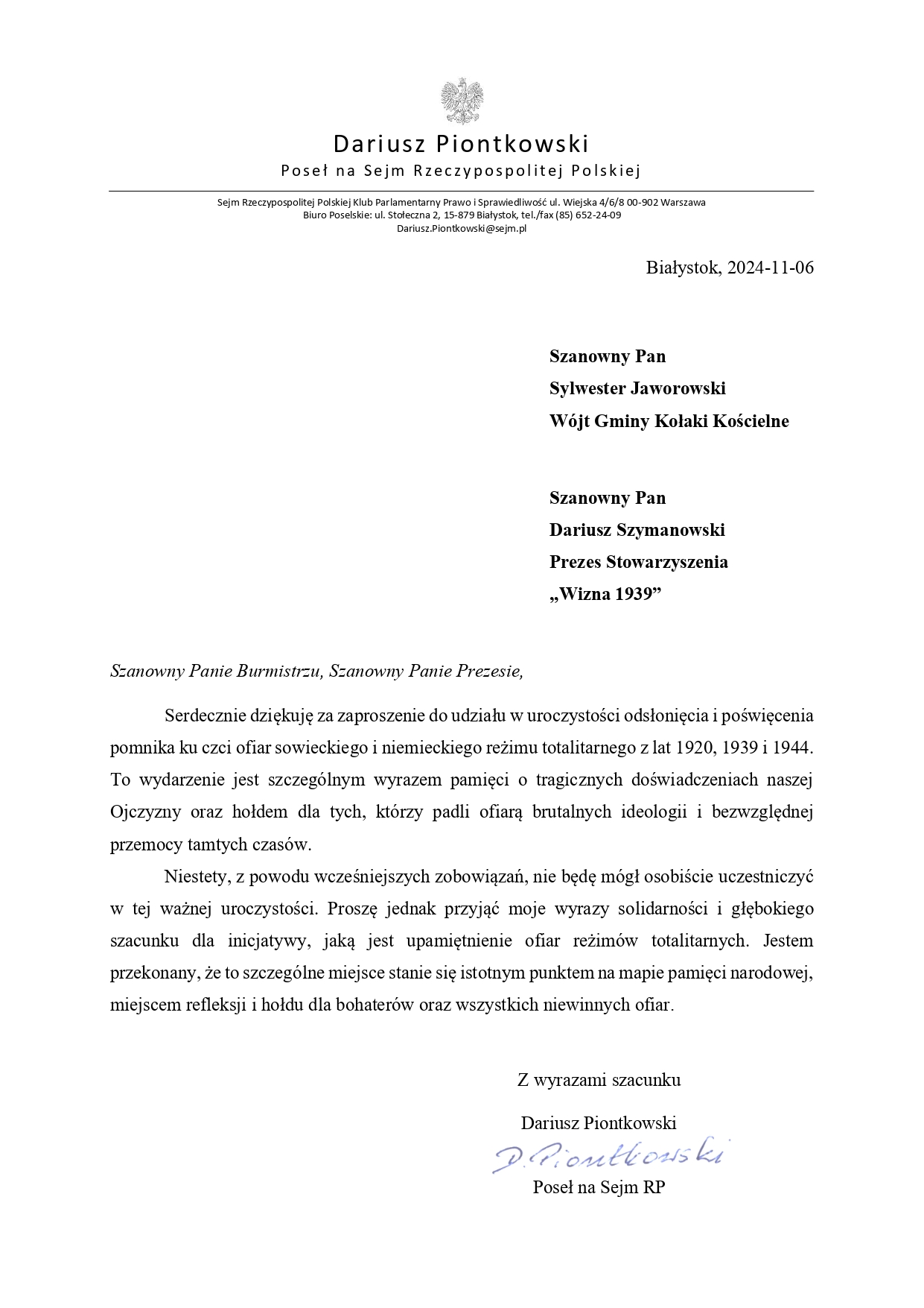 Uroczystość odsłonięcia i poświęcenia pomnika w Kołakach Kościelnych page 0001